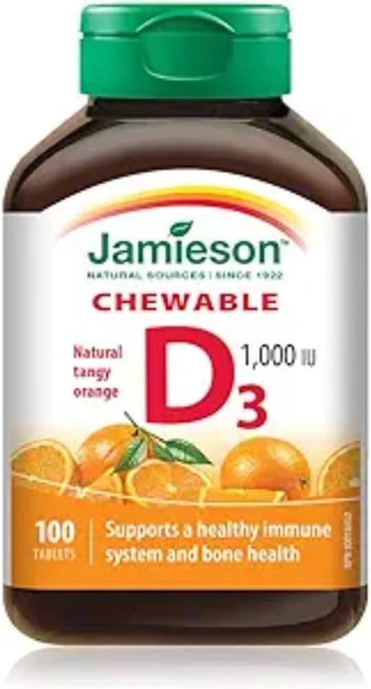 Jamieson Vitamin D3 chewable 1000IU tablets