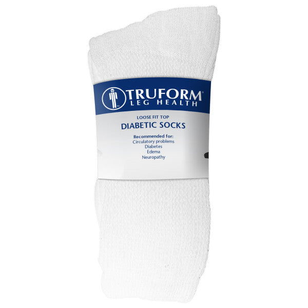 PR/3 COMFORT CARE NON-COMPRESSION DIABETIC SOCKS CREW LENGTH LOOSE FIT TOP WHITE LARGE (MEN: 9-12 WOMEN: 10-13)
