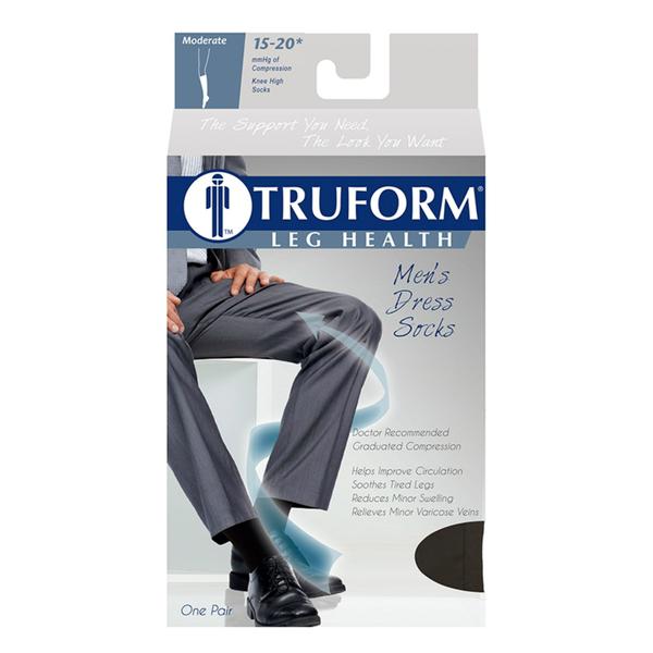 PR/1 TRUFORM MEN'S DRESS SOCKS 15-20MMHG BLACK,MEDIUM