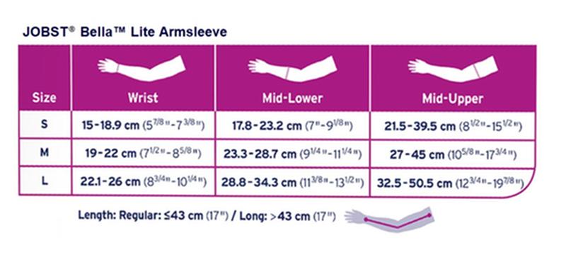EA/1 JOBST BELLA LITE READY-TO-WEAR ARM SLEEVE W/SIL DOT BAND, 20-30MMHG, MD, LONG, BEIGE