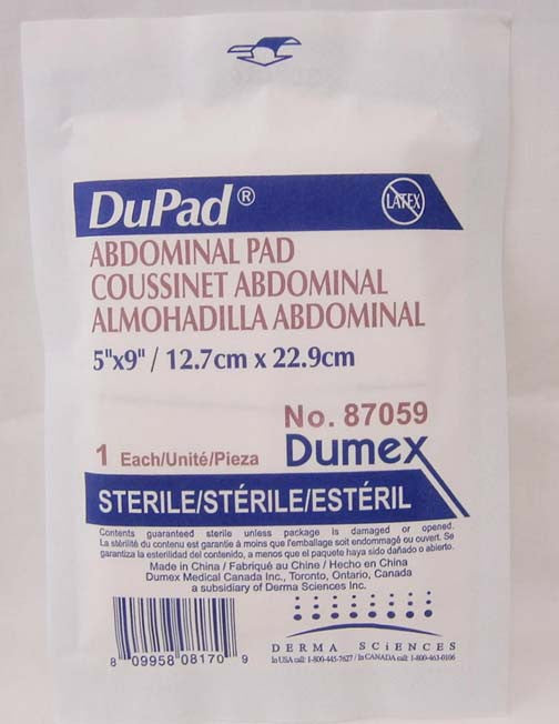 BOX/25 DUPAD ABDOMINAL PAD 8IN x 7.5IN, STERILE