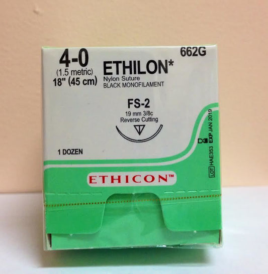 CS/12 SUTURE 4-0 NYLON, MONO 18IN WITH FS2 NEEDLE BLACK