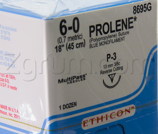 BX/12 SUTURE PROLENE SUTURE 6-0 BLUE MONO,18", W/ P3 NEEDLE