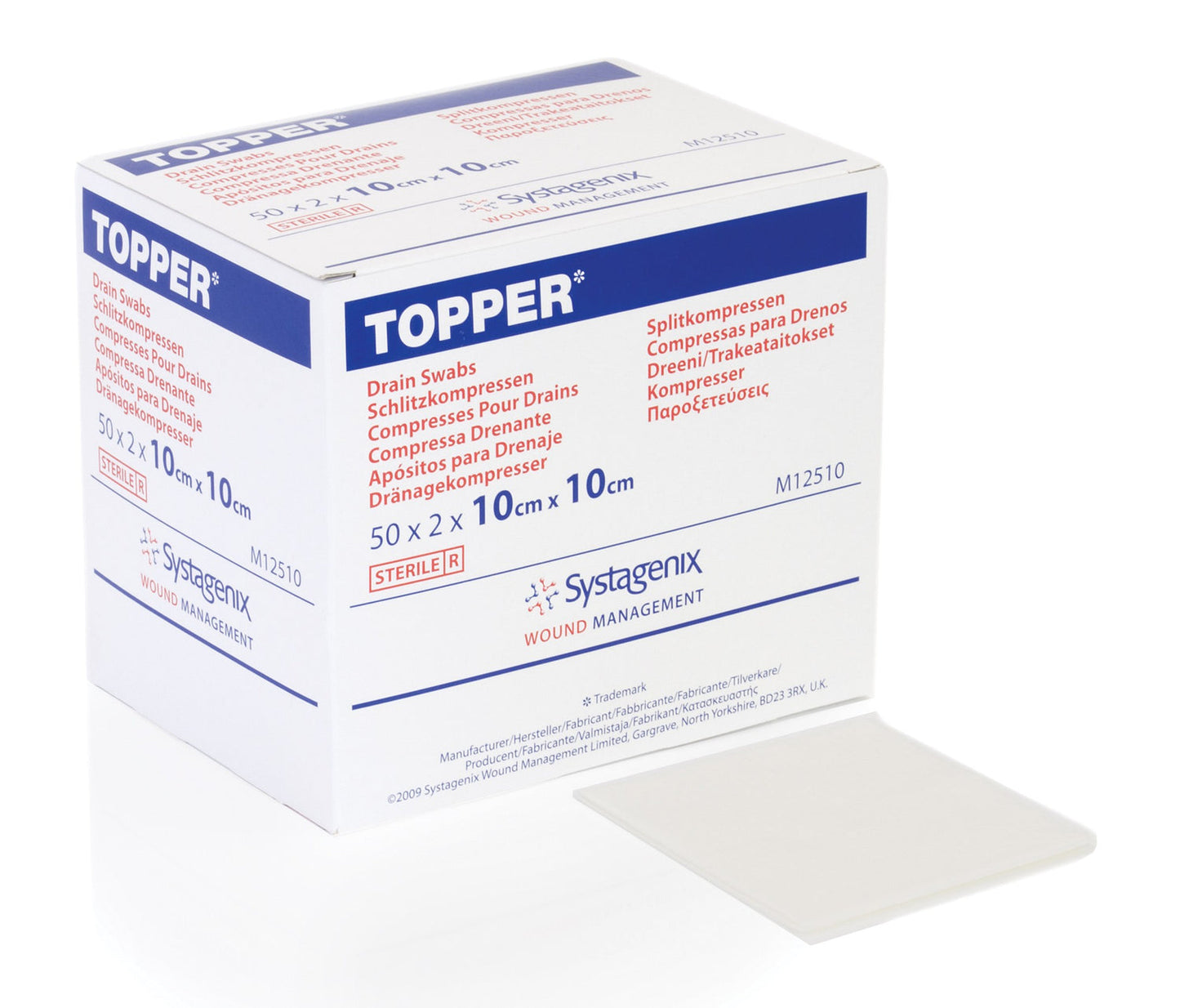 (CS16) BX/100 TOPPER® DRAIN SWABS 10CM X 10CM