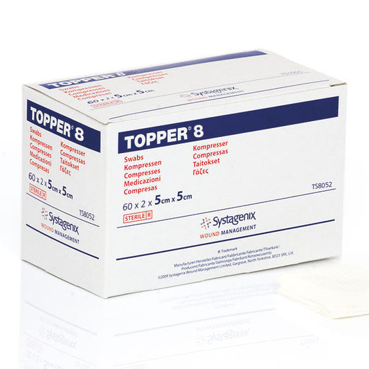(CS24) BX/120 TOPPER® 8 SWABS (4 PLY, STERILE) 5CM X 5CM