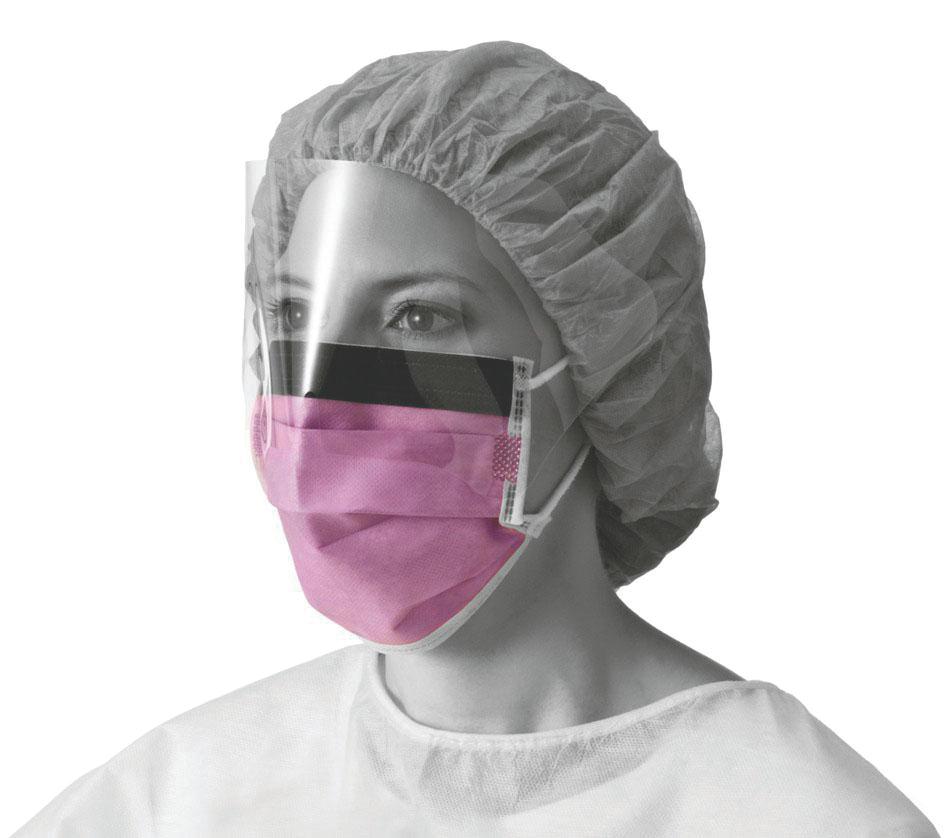 (CS/4) BX/25 FLUID RESIST FACE MASK, FACE W/ SHIELD, EARLOOP