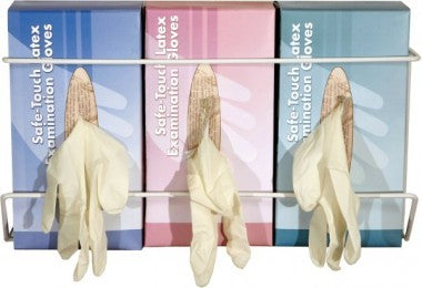 EA/1 GLOVE BOX HOLDER COATED WIRE WALL MOUNT TRIPLE BOX VERTICALLY