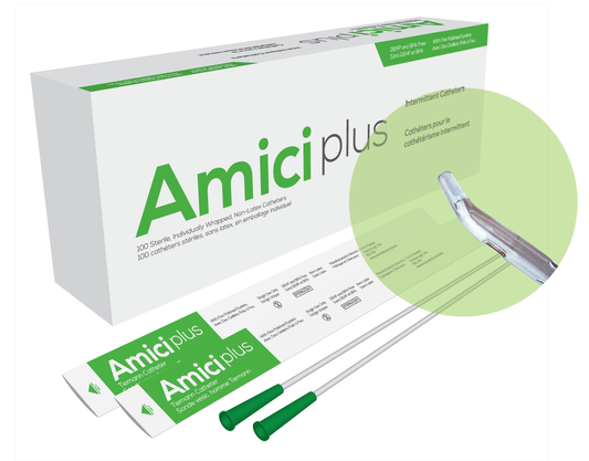BX/100 AMICI PLUS TIEMANN INTERMITTENT CATHETERS, SIZE 14FR 16IN