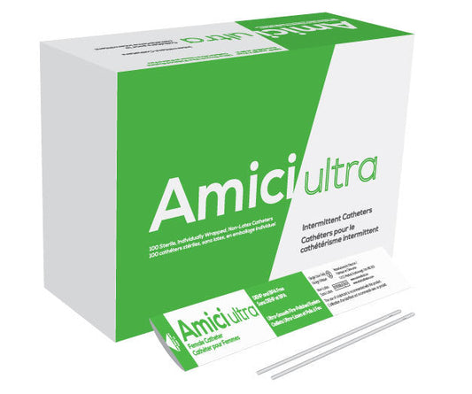 BX/100 AMICI ULTRA FEMALE INTERMITTENT CATHETERS, SIZE 8FR 7IN.