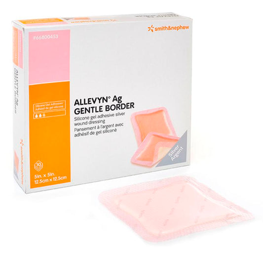 BX/10 ALLEVYN AG GENTLE BORDER DRESSING, SIZE 7.5CM X 7.5CM