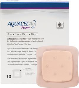 BX/5 FOAM DRESSING WITH SILVER AQUACEL AG EXTRA 10CMX10CM(4"x4") STERILE