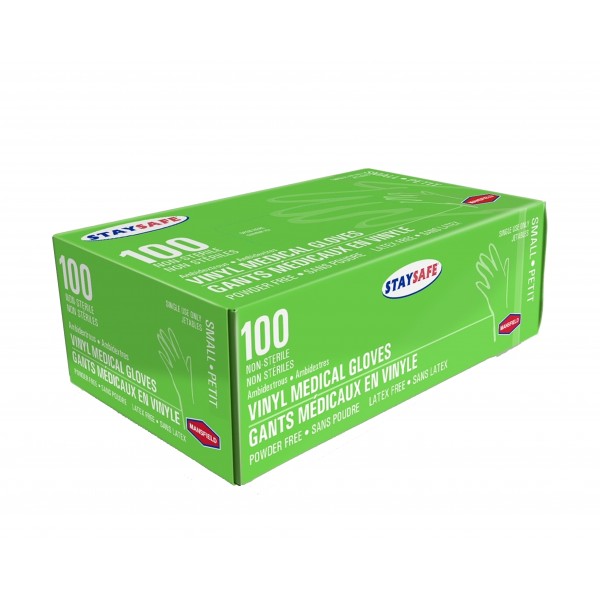 Stay Safe Powder Free Vinyl Gloves - Small