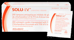 BX/200 SOLU-I.V. 0.5% CHLORHEXIDINE GLUCONATE 70% ALCOHOL, MEDIUM SWABS.