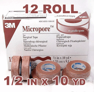 BX/24 TAPE MICROPORE 1/2IN X 10YD TAN