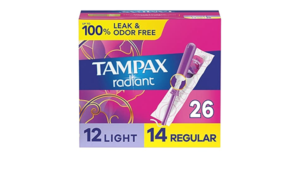 Tampax Radiant - 26 Tampons (12 Light, 14 Regular)