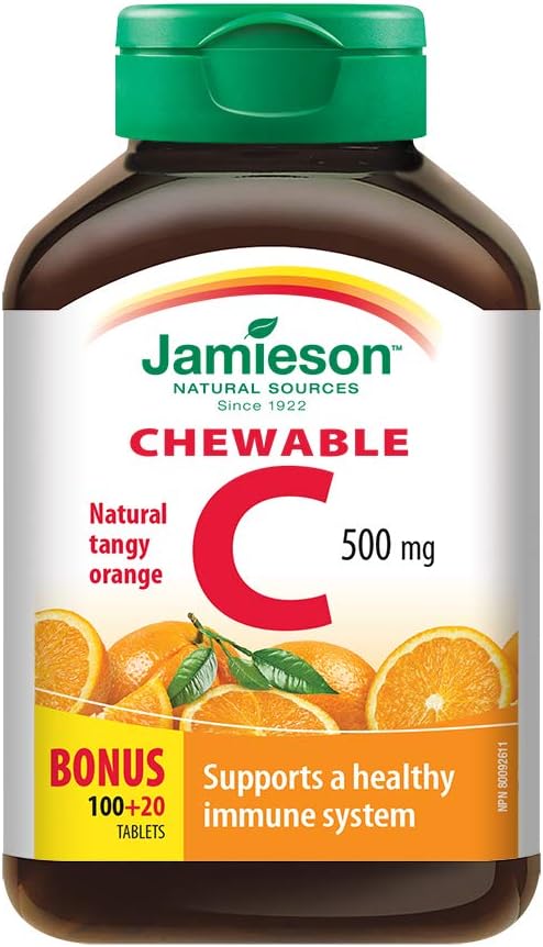 Jamieson Vitamin C 500mg Chewable Orange Flavour Tablets 120