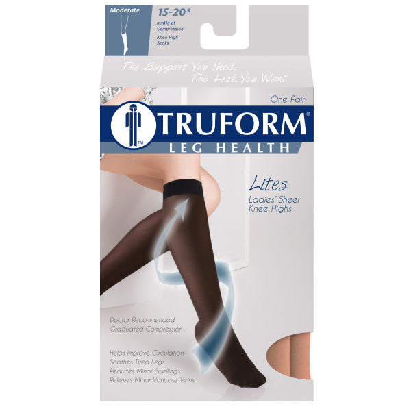 PR/1 TRUFORM LADIE'S LITES SUPPORT KNEE HIGH CLOSE TOE 15-20MMHG NUDE X-LARGE