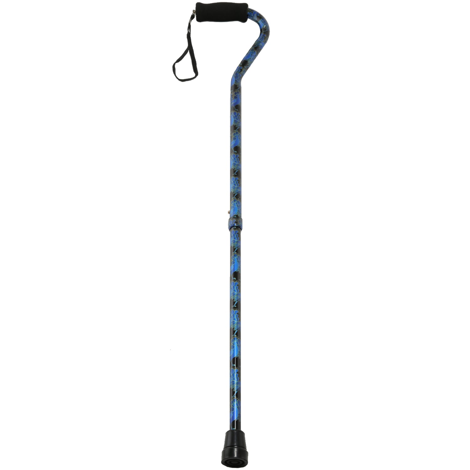 EA/1 ADJUSTABLE OFFSET HANDLE ALUMINIUM CANE, BLUE PEACOCK