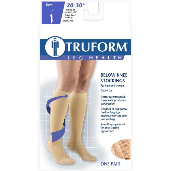 PR/1 TRUFORM BELOW KNEE SOFT TOP 20-30MMHG BEIGE MEDIUM