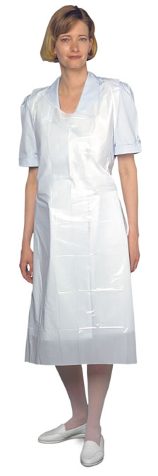 (CS10) BX/100  PLASTIC APRON MULTI-PURPOSE WHITE INDIVIDUALLY WRAPPED