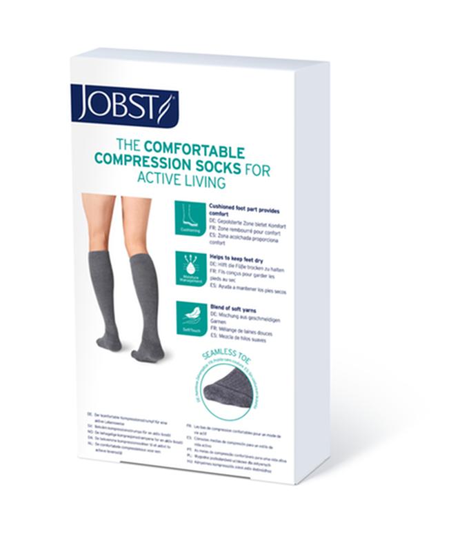 PR/1 JOBST ACTIVEWEAR UNISEX, KNEE HIGH, 20-30MMHG, MD, BLACK, CLOSED TOE