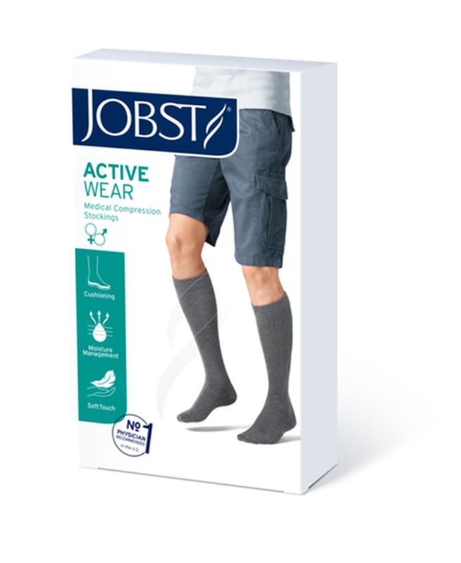 PR/1 JOBST ACTIVEWEAR UNISEX, KNEE HIGH, 15-20MMHG, LG, FULL CALF, WHITE, CLOSED TOE