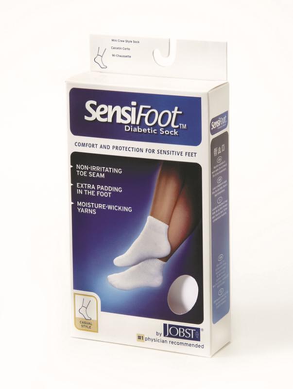 PR/1 JOBST SENSIFOOT DIABETIC SOCK, MINI CREW, 8-15 MMHG, XS, WHITE, CLOSED TOE