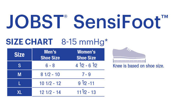 PR/1 JOBST SENSIFOOT DIABETIC SOCK, MINI CREW, 8-15 MMHG, LG, WHITE, CLOSED TOE