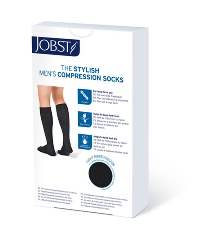 PR/1 JOBST MEDICAL LEG WEAR, MEN, RIBBED, KNEE HIGH, 30-40MMHG, XL, BLACK, OPEN TOE