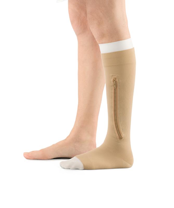 KT/1 JOBST ULCERCARE READY-TO-WEAR  LG, LEFT ZIPPER, BEIGE (INCL 1 STOCKING AND 2 LINERS)