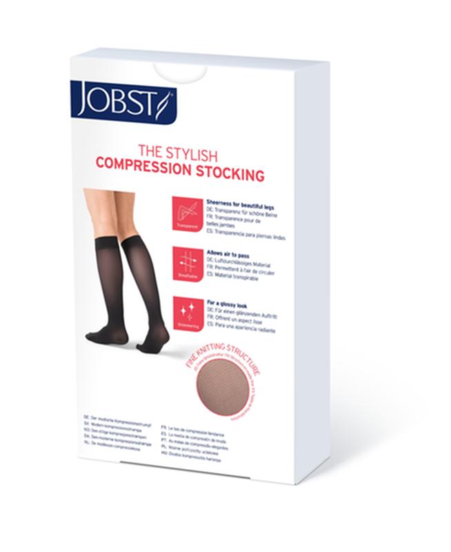 PR/1 JOBST ULTRASHEER WOMEN, KNEE HIGH, 15-20MMHG, XL, CLASSIC BLACK, CLOSED TOE