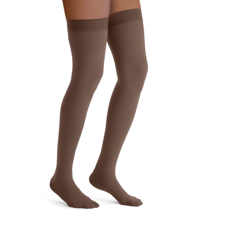 PR/1 JOBST OPAQUE WOMEN, THIGH HIGH W/SIL DOT BAND, 15-20MMHG, XL, ESPRESSO, CLOSED TOE