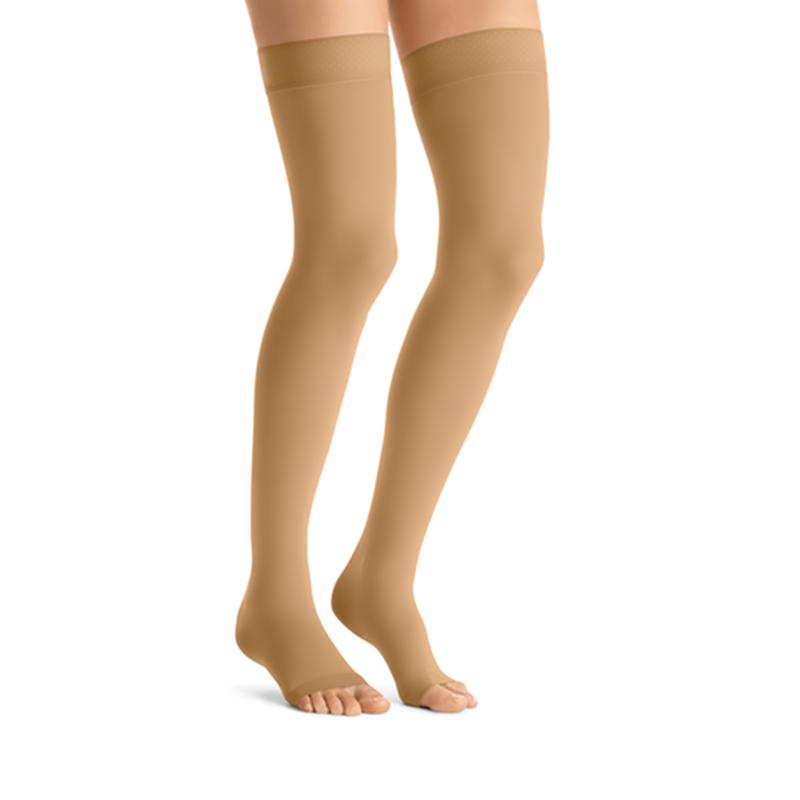 PR/1 JOBST OPAQUE WOMEN, THIGH HIGH W/SIL DOT BAND, 20-30MMHG, SM, HONEY, OPEN TOE