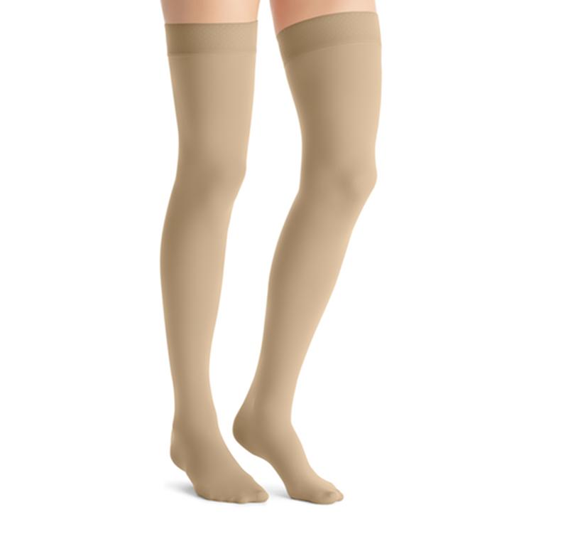 PR/1 JOBST OPAQUE WOMEN, THIGH HIGH PETITE W/SIL DOT BAND, 20-30MMHG, MD, NATURAL, CLOSED TOE