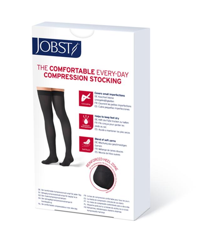 PR/1 JOBST OPAQUE WOMEN, THIGH HIGH W/SIL DOT BAND, 20-30MMHG, LG, ESPRESSO, CLOSED TOE
