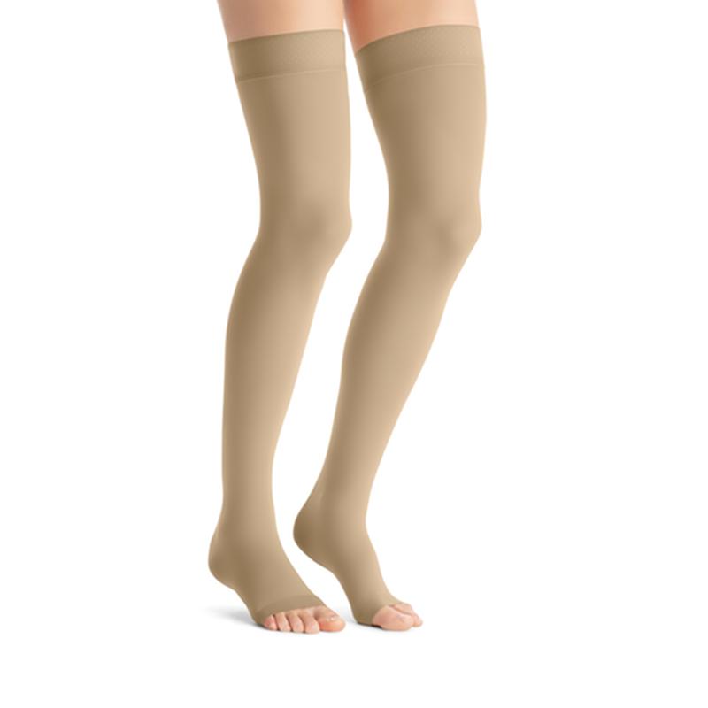 PR/1 JOBST OPAQUE WOMEN, THIGH HIGH PETITE W/SIL DOT BAND, 20-30MMHG, LG, NATURAL, OPEN TOE