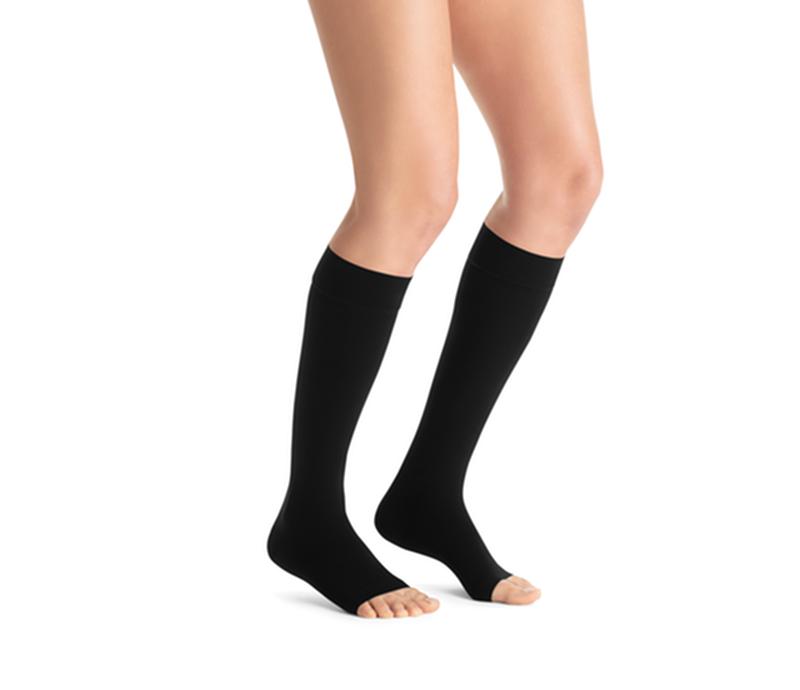 PR/1 JOBST OPAQUE WOMEN, KNEE HIGH, 30-40MMHG, LG, CLASSIC BLACK, OPEN TOE