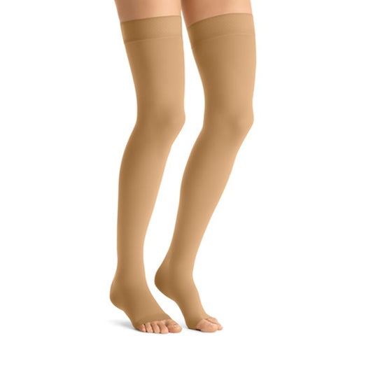 PR/1 JOBST OPAQUE WOMEN, THIGH HIGH W/SIL DOT BAND, 30-40MMHG, MD, HONEY, OPEN TOE