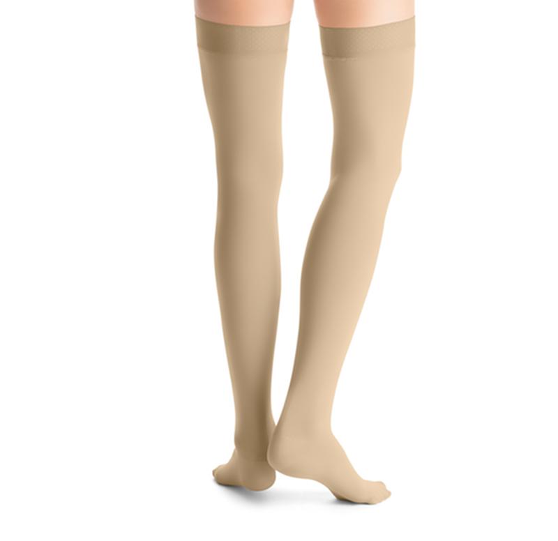 PR/1 JOBST OPAQUE WOMEN, THIGH HIGH PETITE W/SIL DOT BAND, 30-40MMHG, LG, NATURAL, CLOSED TOE