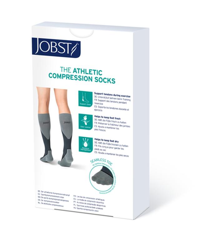 PR/1 JOBST SPORT STOCKING UNISEX, 15-20MMHG, LG, WHITE/GREY, CLOSED TOE