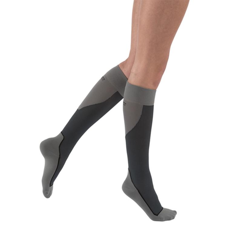 PR/1 JOBST SPORT STOCKING UNISEX, 15-20MMHG, MD, GREY/BLACK, CLOSED TOE