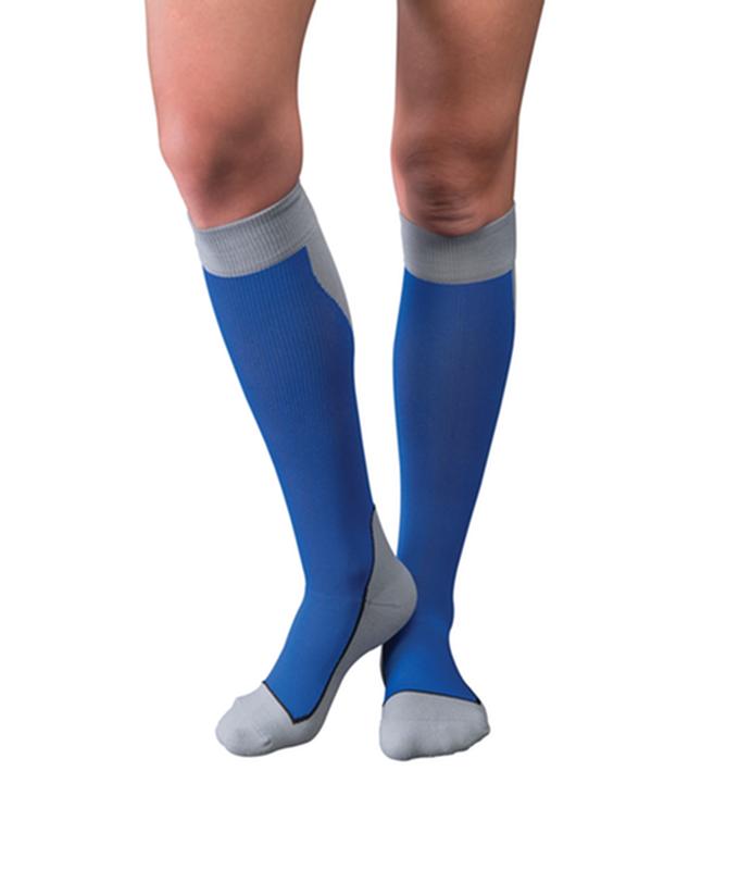 PR/1 JOBST SPORT STOCKING UNISEX, 15-20MMHG, MD, ROYAL BLUE/GREY , CLOSED TOE