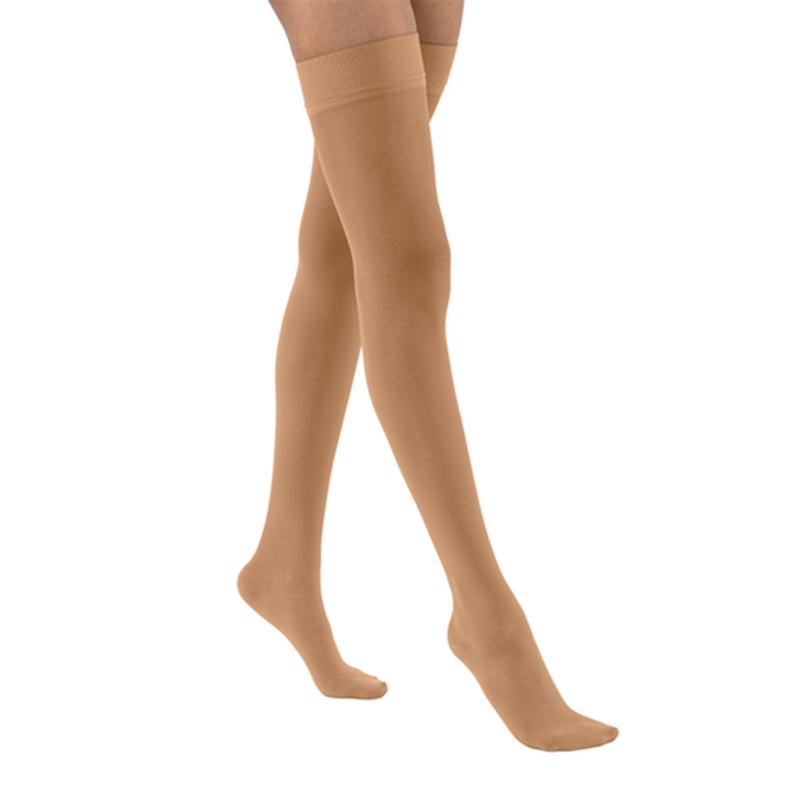 PR/1 JOBST ULTRASHEER WOMEN, THIGH HIGH W/SIL DOT BAND, 15-20MMHG, XL, SUN BRONZE, CLOSED TOE
