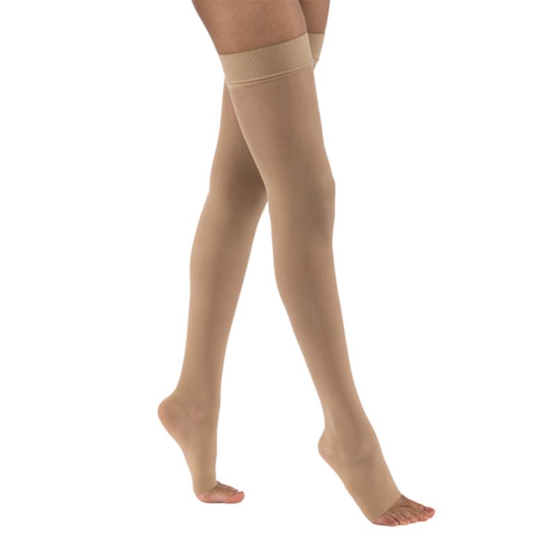 PR/1 JOBST ULTRASHEER WOMEN, THIGH HIGH W/SIL DOT BAND, 15-20MMHG, XL, NATURAL, OPEN TOE