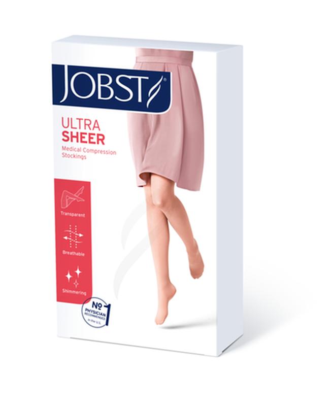 PR/1 JOBST ULTRASHEER WOMEN, THIGH HIGH W/SIL DOT BAND, 20-30MMHG, SM, SUN BRONZE, CLOSED TOE