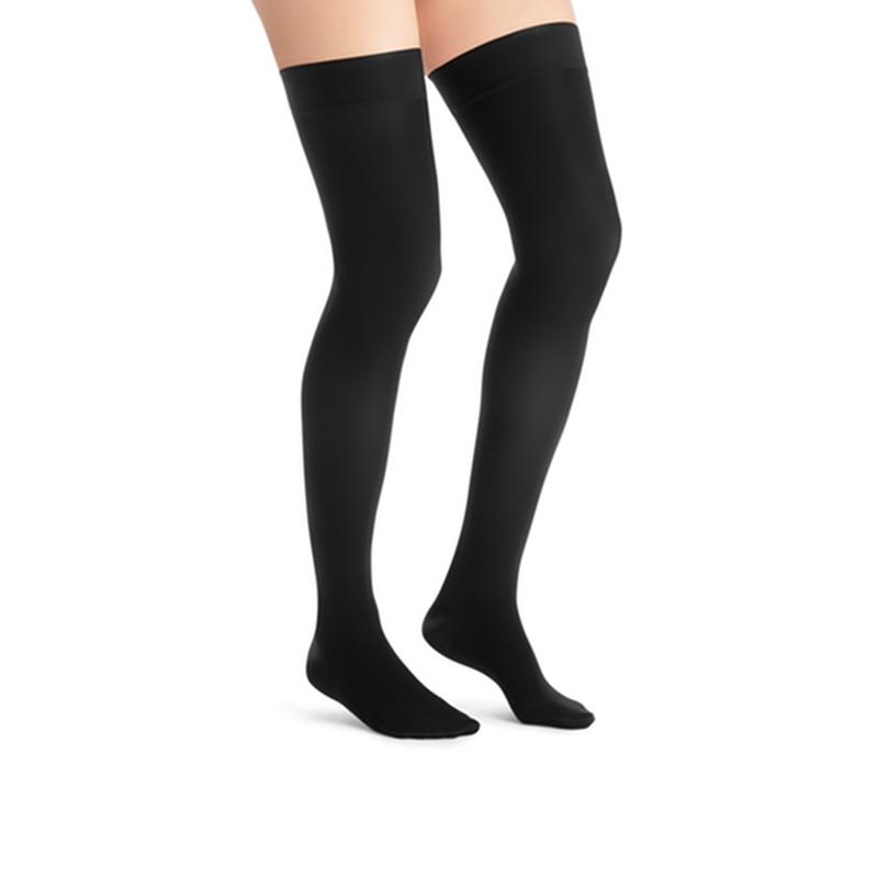 PR/1 JOBST ULTRASHEER WOMEN, THIGH HIGH W/SIL DOT BAND, 20-30MMHG, LG, CLASSIC BLACK, CLOSED TOE
