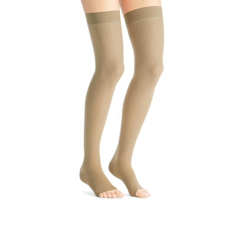 PR/1 JOBST ULTRASHEER WOMEN, THIGH HIGH W/SIL DOT BAND, 20-30MMHG, LG, NATURAL, OPEN TOE