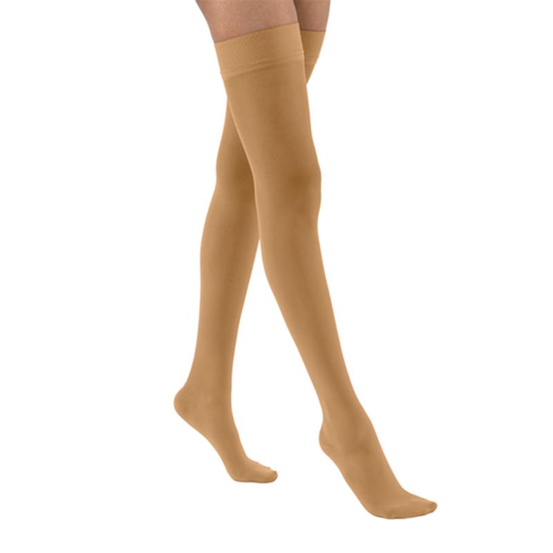 PR/1 JOBST ULTRASHEER WOMEN, THIGH HIGH W/SIL DOT BAND, 20-30MMHG, XL, SUNTAN, CLOSED TOE