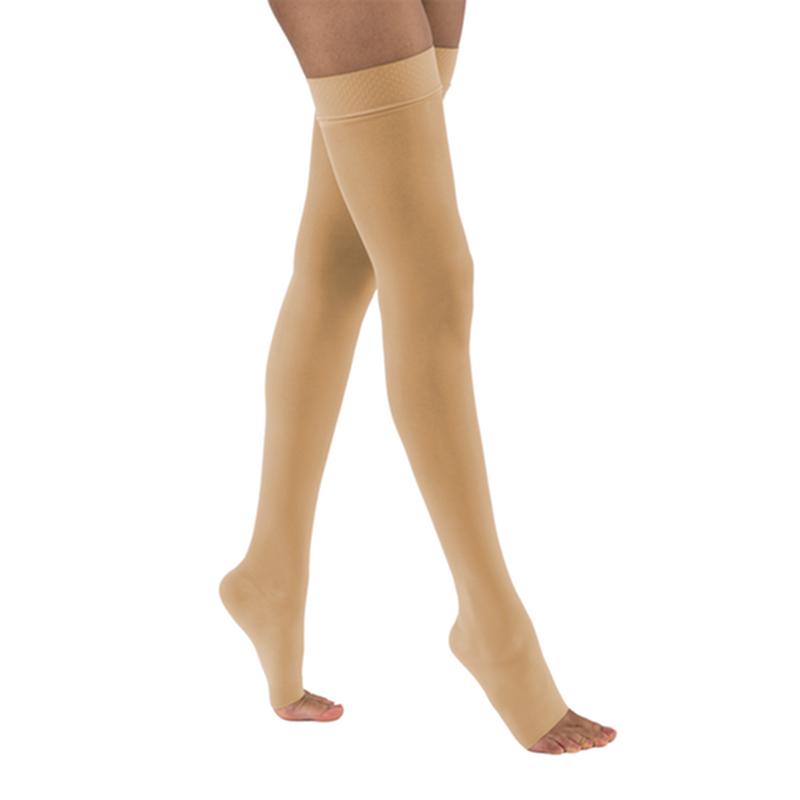 PR/1 JOBST ULTRASHEER WOMEN, THIGH HIGH W/SIL DOT BAND, 20-30MMHG, XL, HONEY, OPEN TOE
