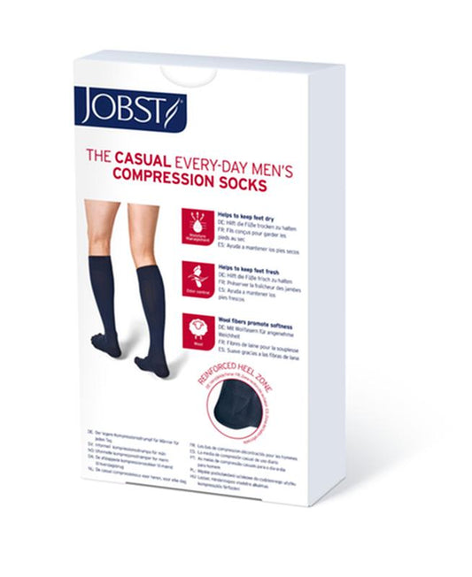 PR/1 JOBST CASUAL MEN, KNEE HIGH, 20-30MMHG, MD, BLACK, CLOSED TOE